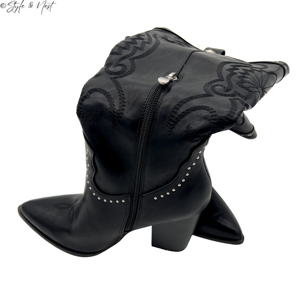 Embroidered Rhinestone Whismigoth Rave Cowboy Boots Knee High Women Size 7 - Picture 5 of 12
